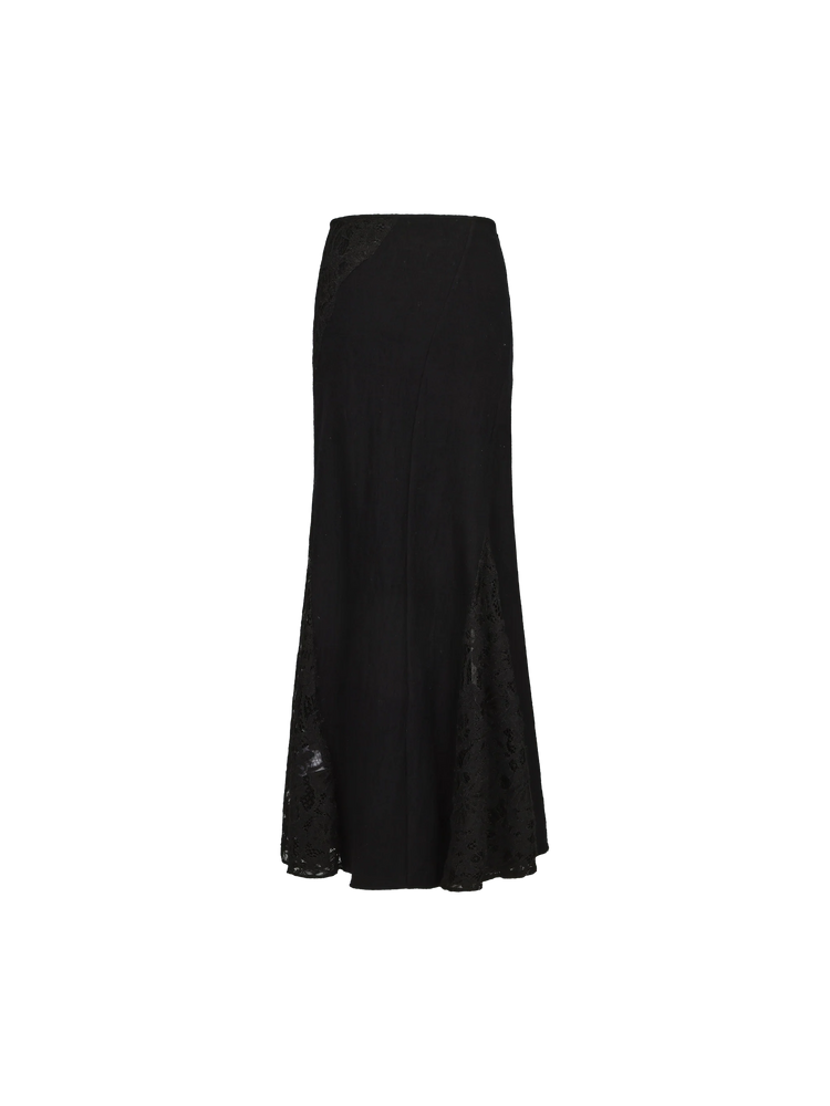 Black Lace Panelled Skirt