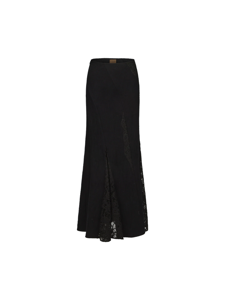 Black Lace Panelled Skirt