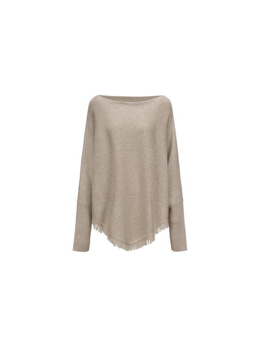 Beige Textured Panelled Sweater
