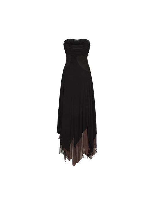 Black Contrasting Layered Tube Dress