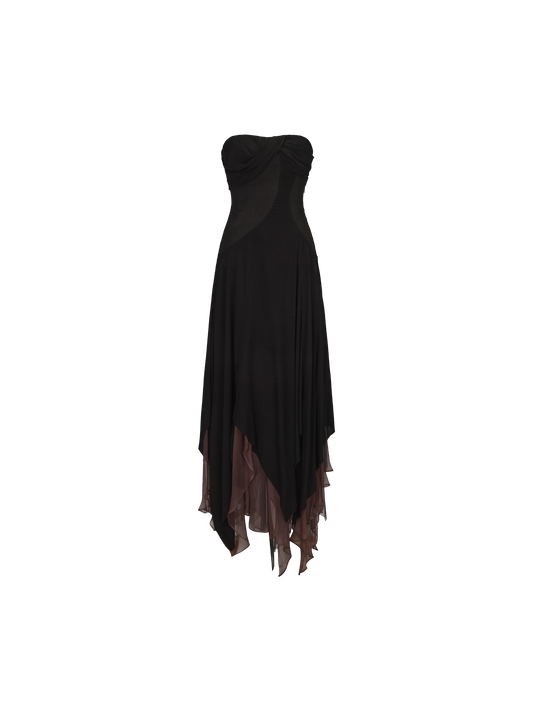 Black Contrasting Layered Tube Dress