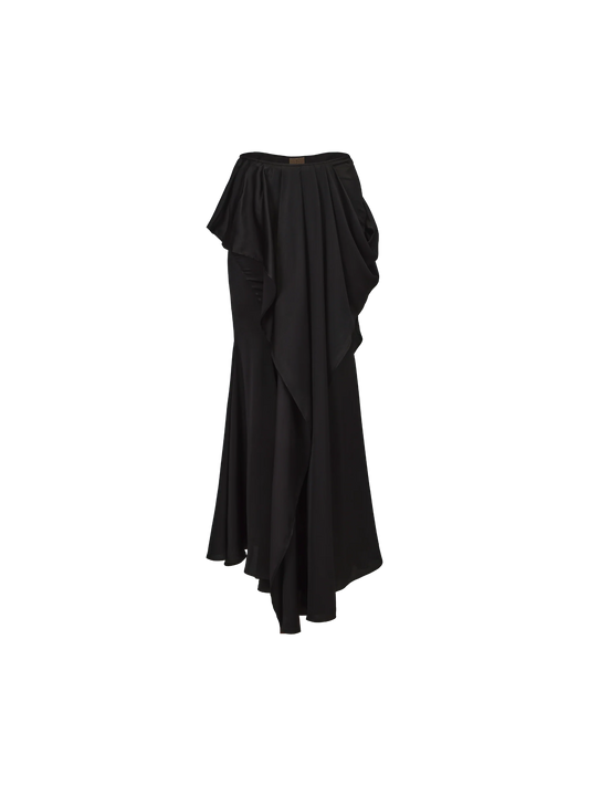 Structured Flowing Double-layer Midi Skirt