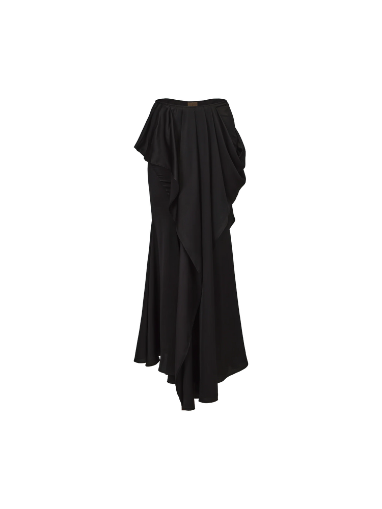 Structured Flowing Double-layer Midi Skirt