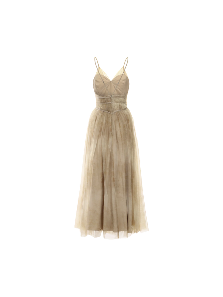 Fallen Leaf Yellow Dawn Lightweight Chiffon Dress