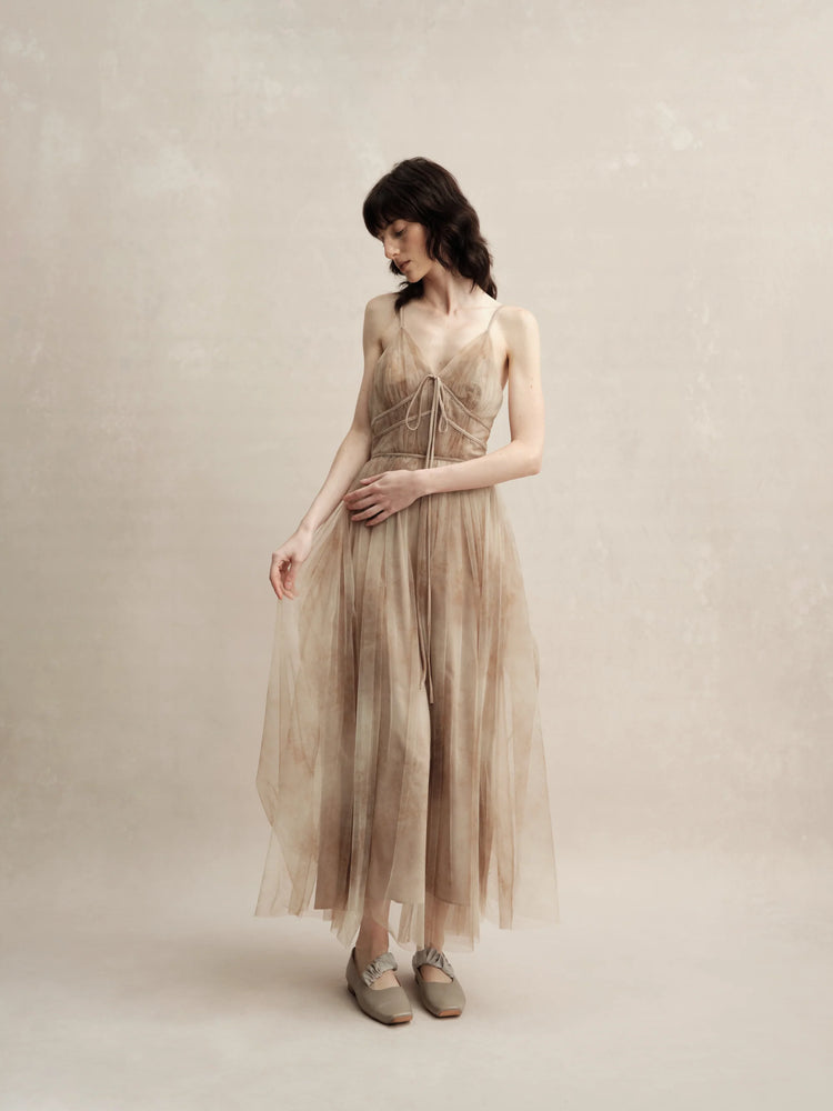 Fallen Leaf Yellow Dawn Lightweight Chiffon Dress