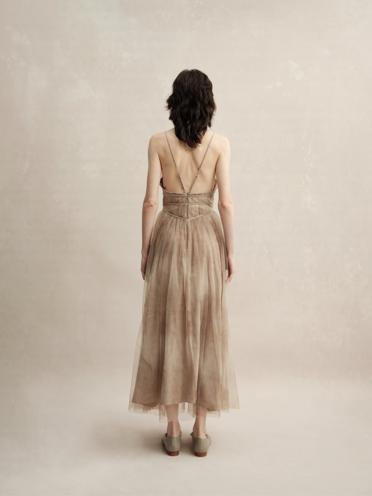 Fallen Leaf Yellow Dawn Lightweight Chiffon Dress
