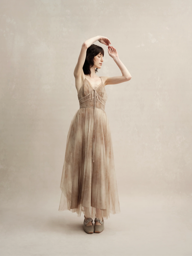 Fallen Leaf Yellow Dawn Lightweight Chiffon Dress
