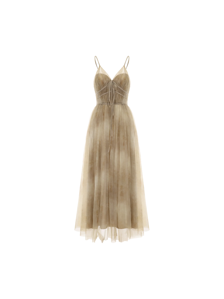 Fallen Leaf Yellow Dawn Lightweight Chiffon Dress