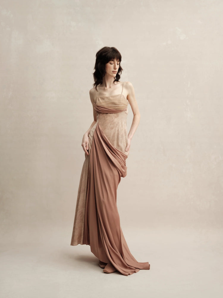 Peach Pink Soft Chiffon Evening Breeze Dress