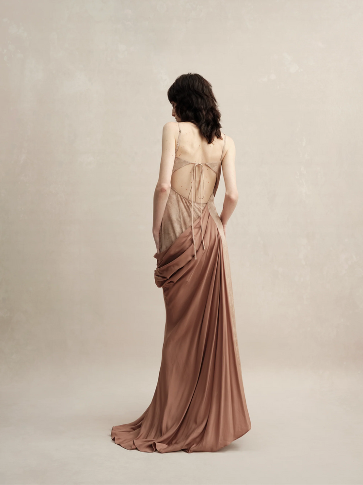 Peach Pink Soft Chiffon Evening Breeze Dress