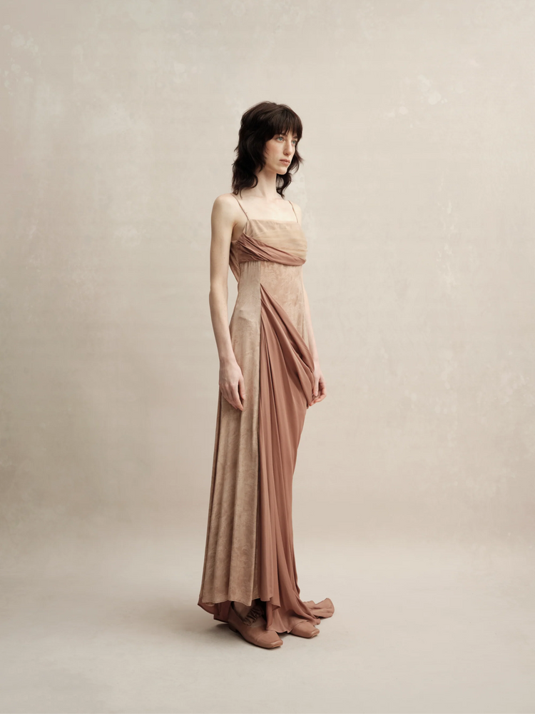 Peach Pink Soft Chiffon Evening Breeze Dress