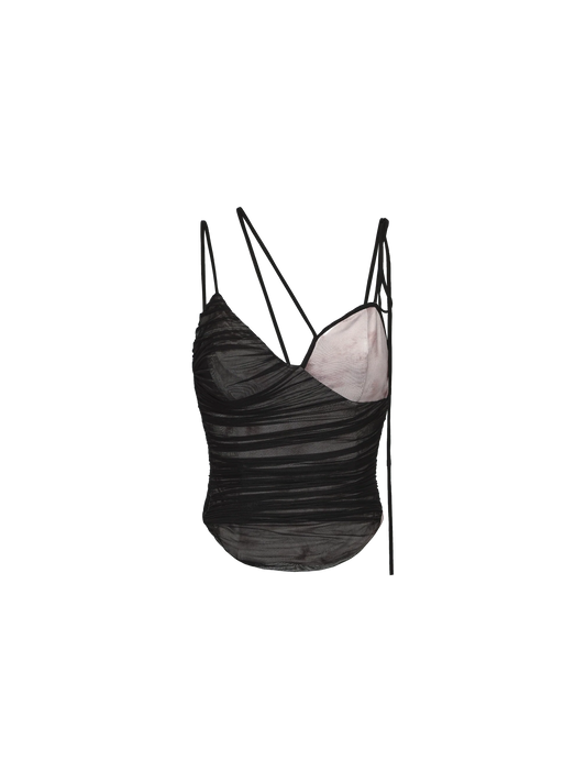 Stretch Printed Ruched Strap Top