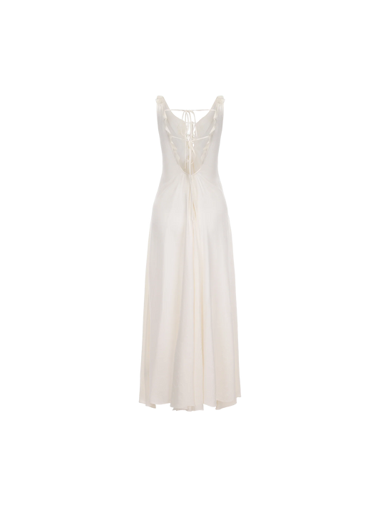 White Draped Tie-Front Dress