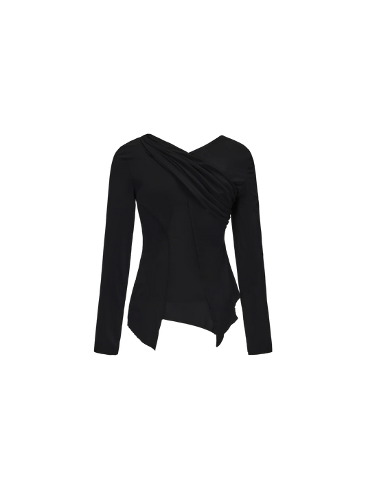 Black Stretch Lace Panel Top