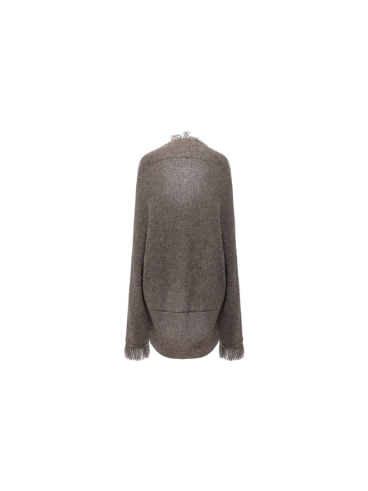 Grey-Brown Two-Way Oversized Knit Cardigan
