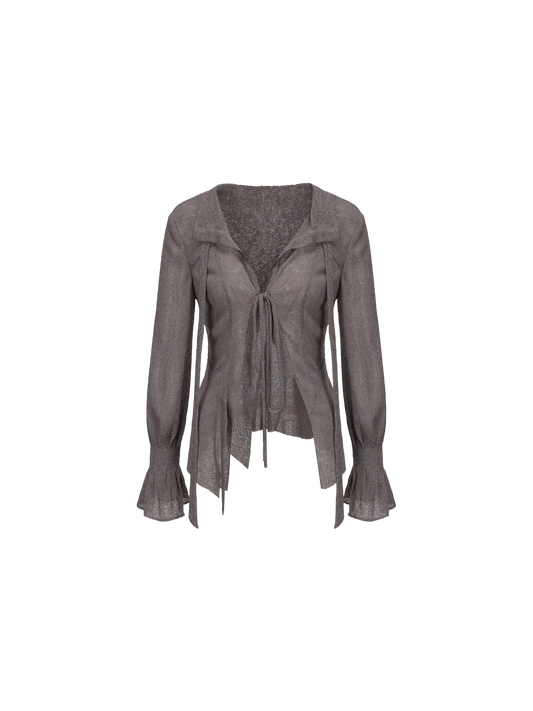 Grey Open-Knit Cardigan