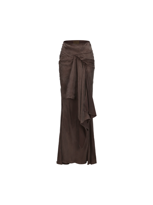 Gray Draped Pleated Mermaid Skirt