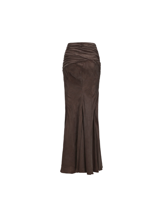 Gray Draped Pleated Mermaid Skirt