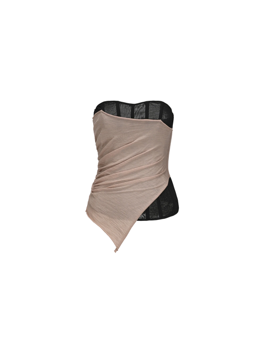 Boned Ruched Asymmetric Bustier
