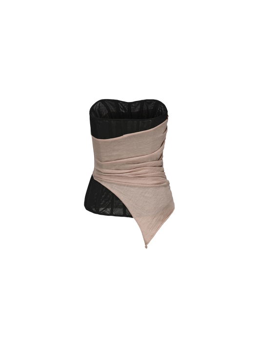 Boned Ruched Asymmetric Bustier