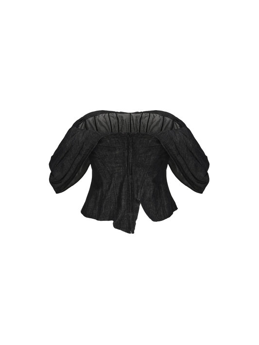 Pleated Split Linen Top