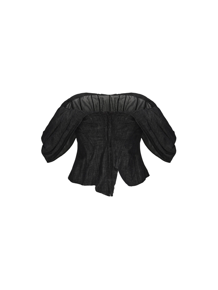 Pleated Split Linen Top