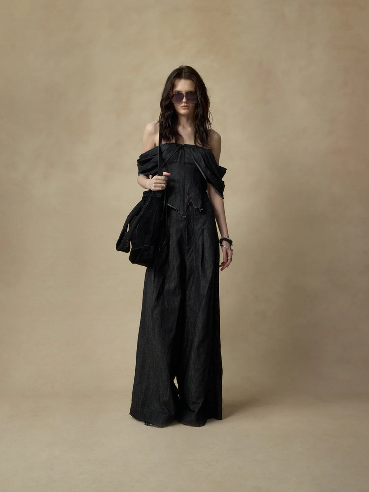 Pleated Split Linen Top