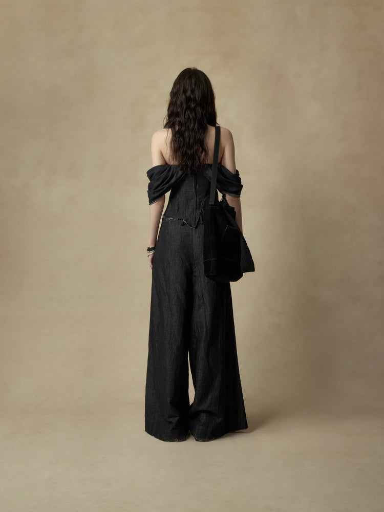 Pleated Split Linen Top