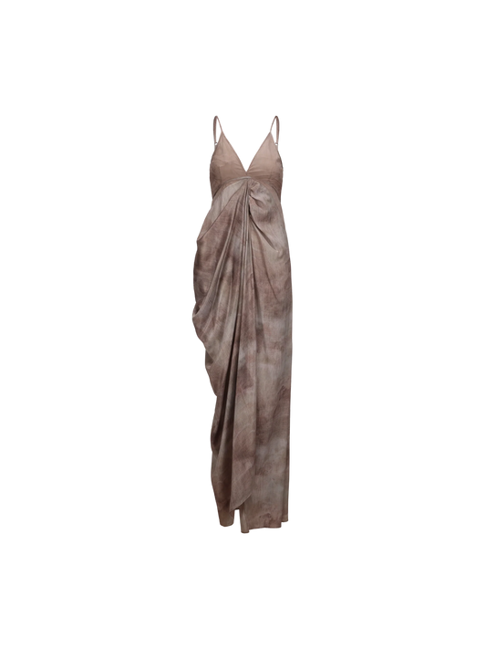 Pink Ombre Drape Asymmetrical Dress