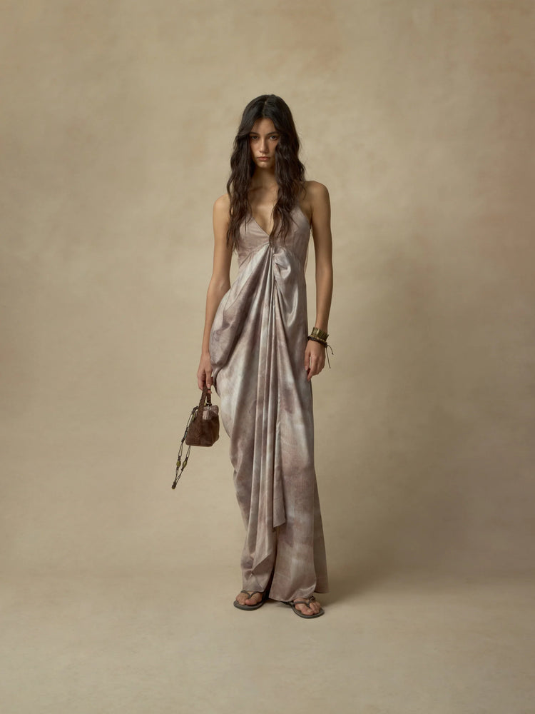 Pink Ombre Drape Asymmetrical Dress