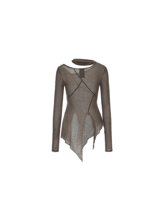 Coffee Stitched Paneled Detail Neckline Base Layer
