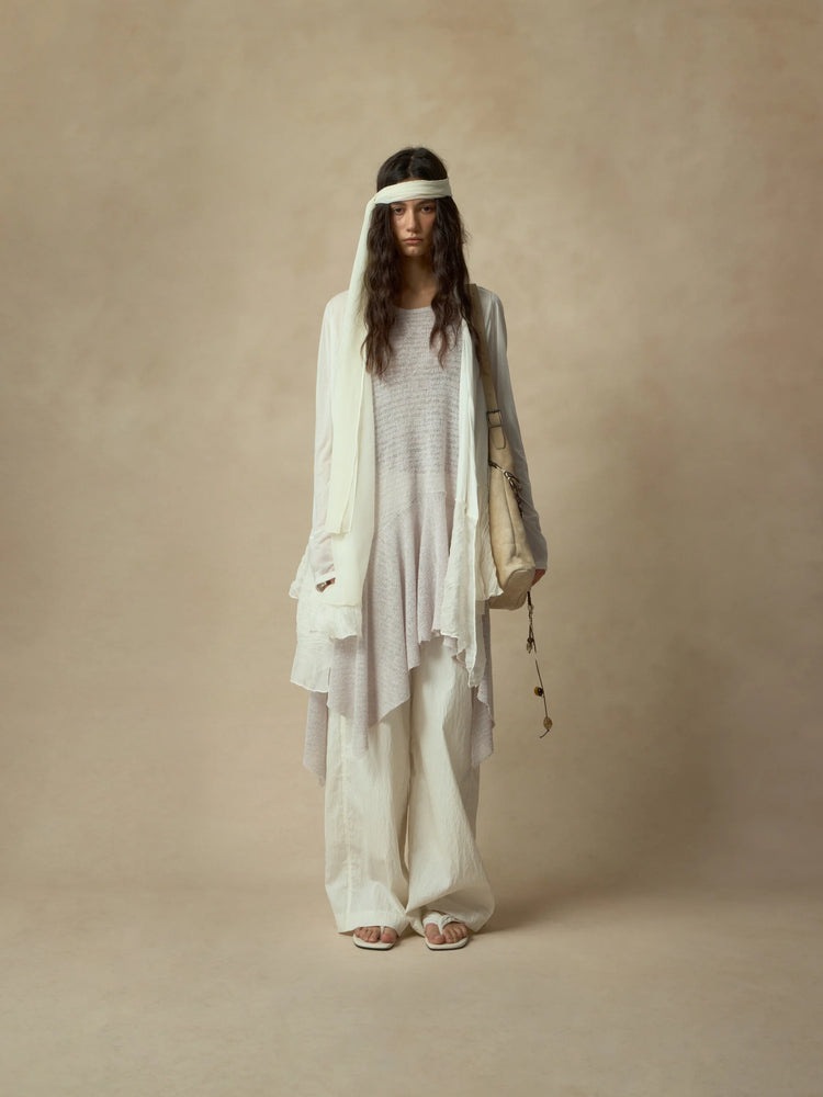 White Asymmetrical Panel Cardigan