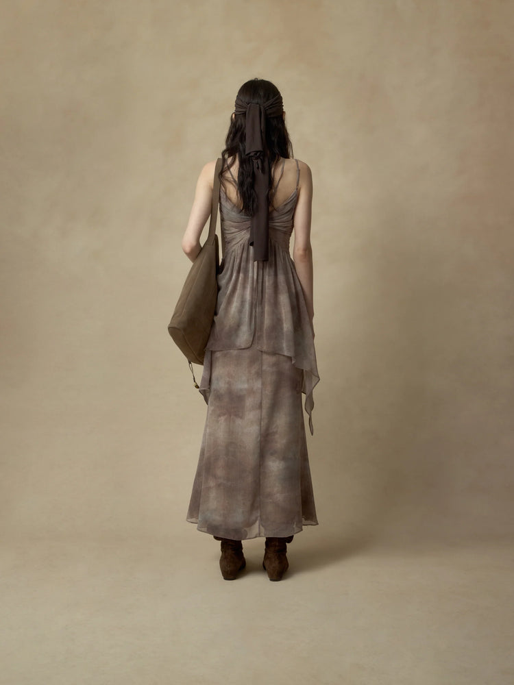 Pink Ink Wash Ruched Camisole Dress