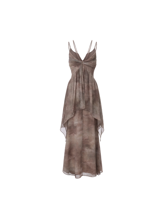 Pink Ink Wash Ruched Camisole Dress