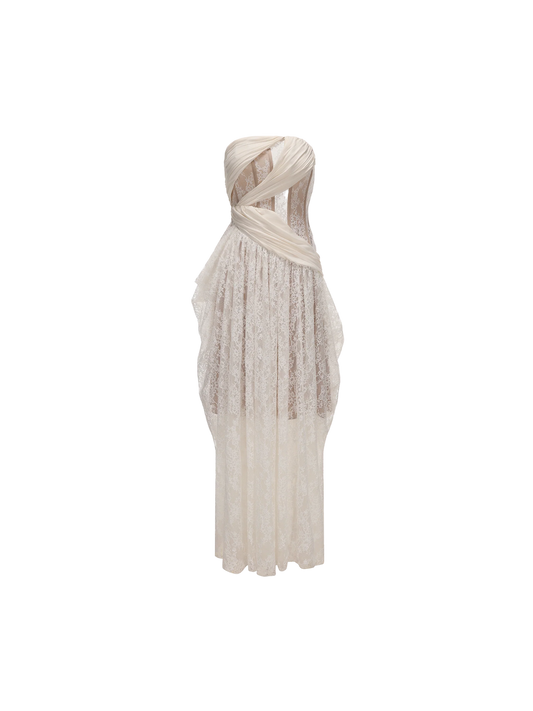 Wrap Boned Lace Bustier Dress