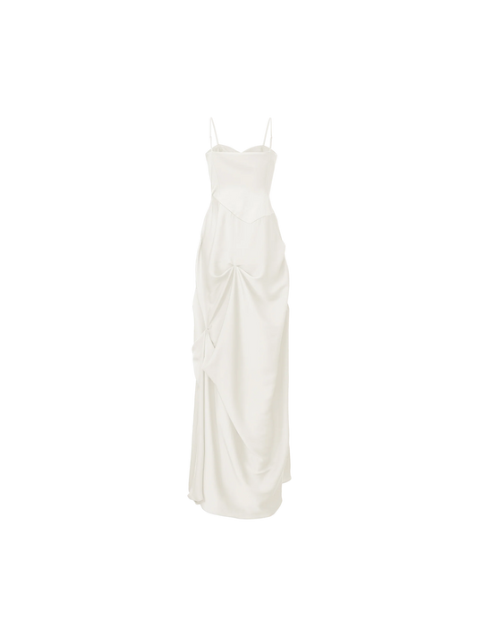 Pleated Asymmetric Spaghetti Strap Dress