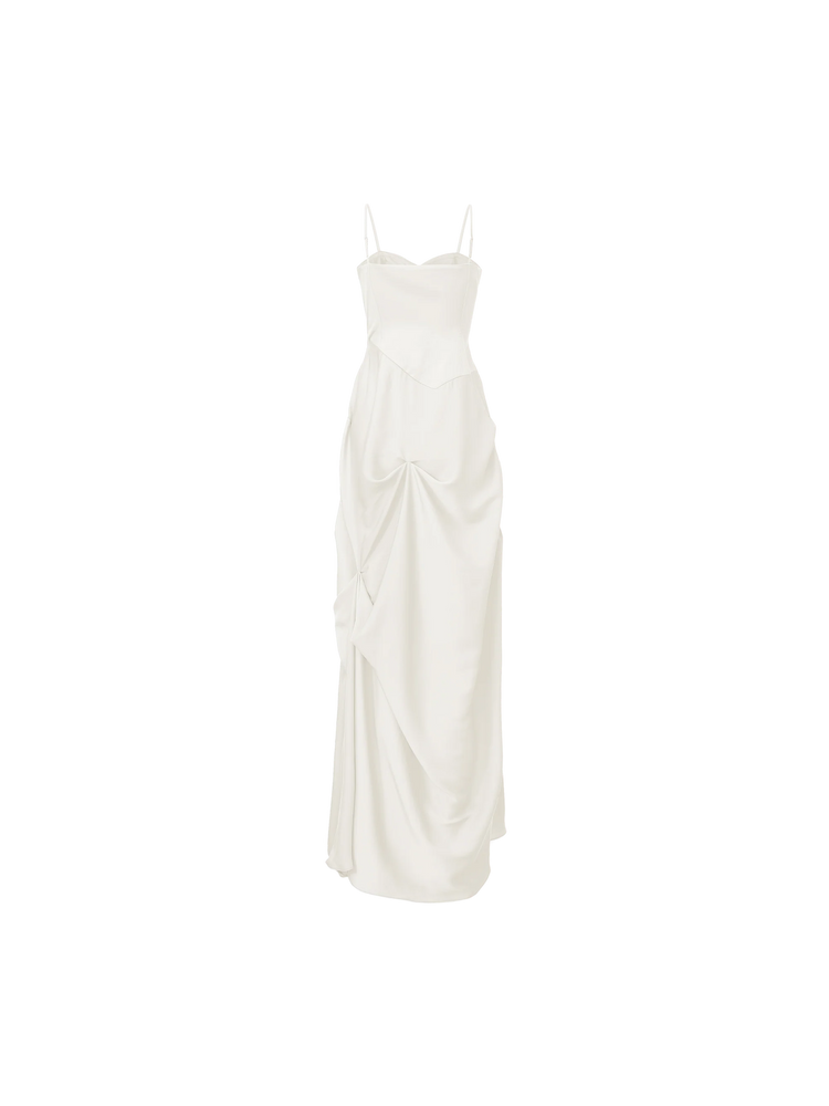 Pleated Asymmetric Spaghetti Strap Dress