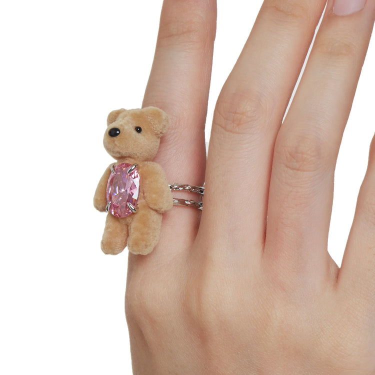 Paradise / Flocked Bear Open Ring