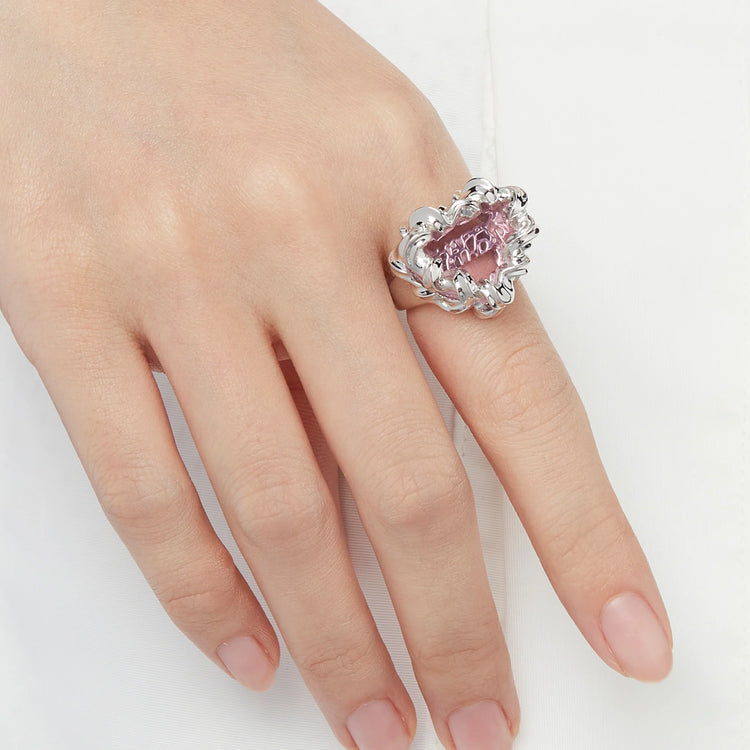 ElectricGirl / Crystal heart cake Ring