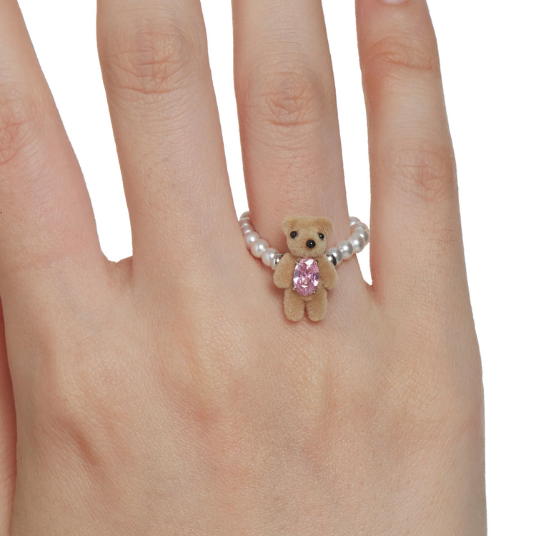 Paradise / Flocked Mini Bear Soft Ring