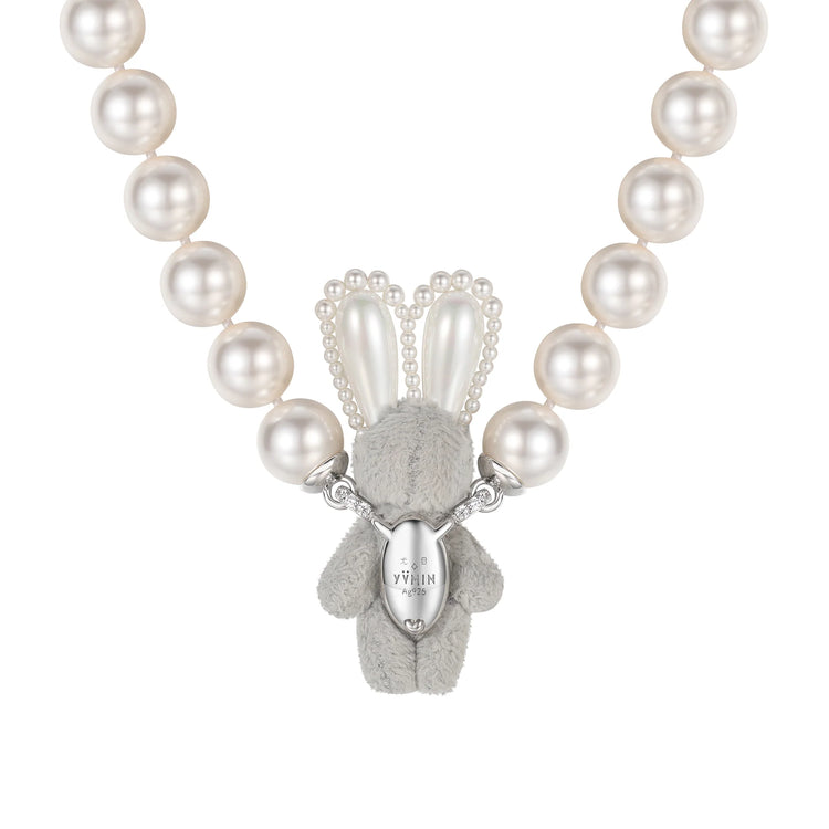 Paradise / Gem Plush Rabbit Pearl Necklace