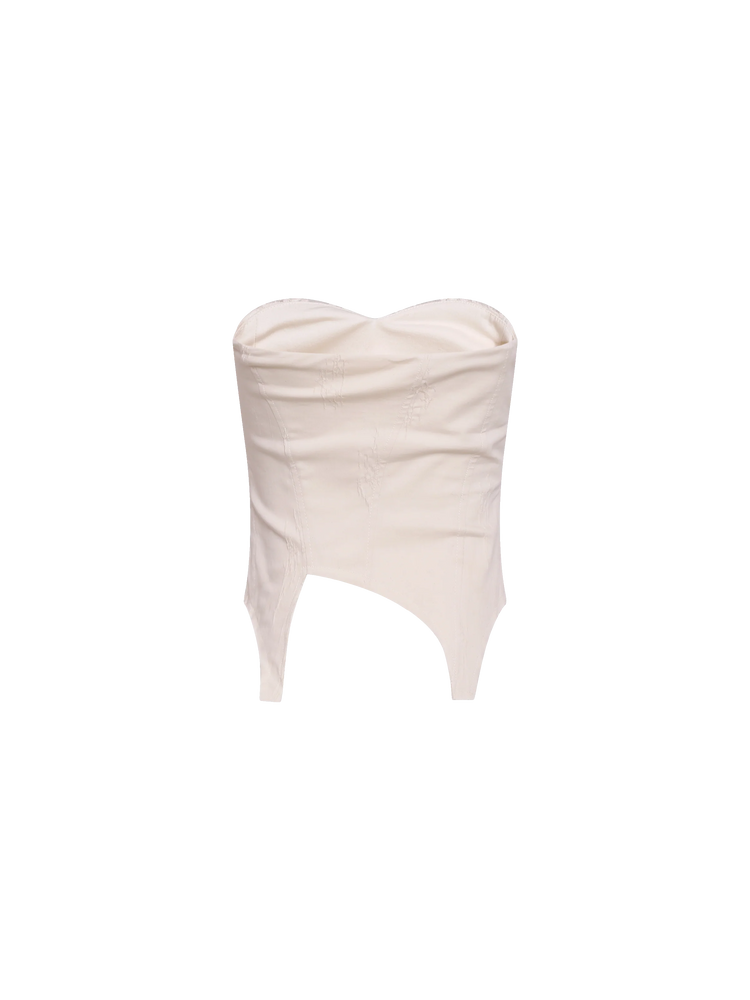 White Folded Layers Tube Top