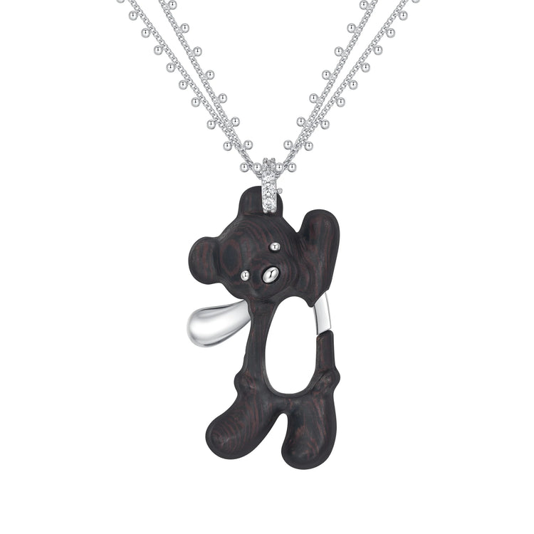Paradise / Greeting Wooden Bear Chain Necklace