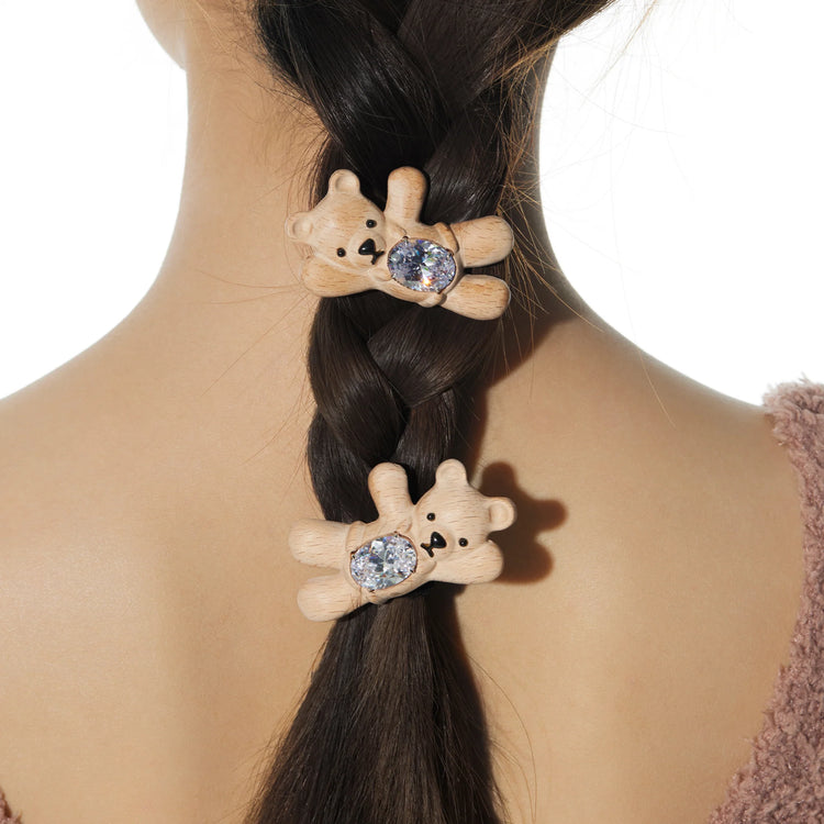 Paradise / Greeting Bear Wooden Hair Clip