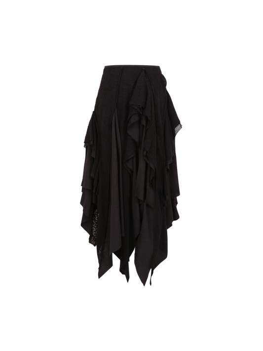 Black Woolen Mid-length Skirt