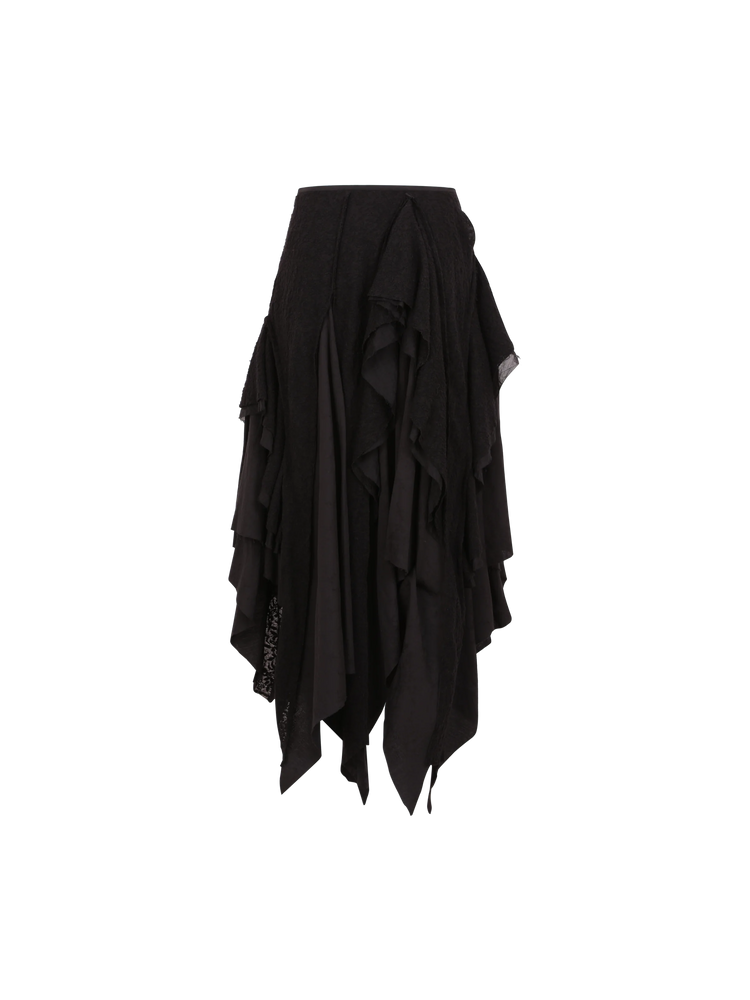 Black Woolen Mid-length Skirt