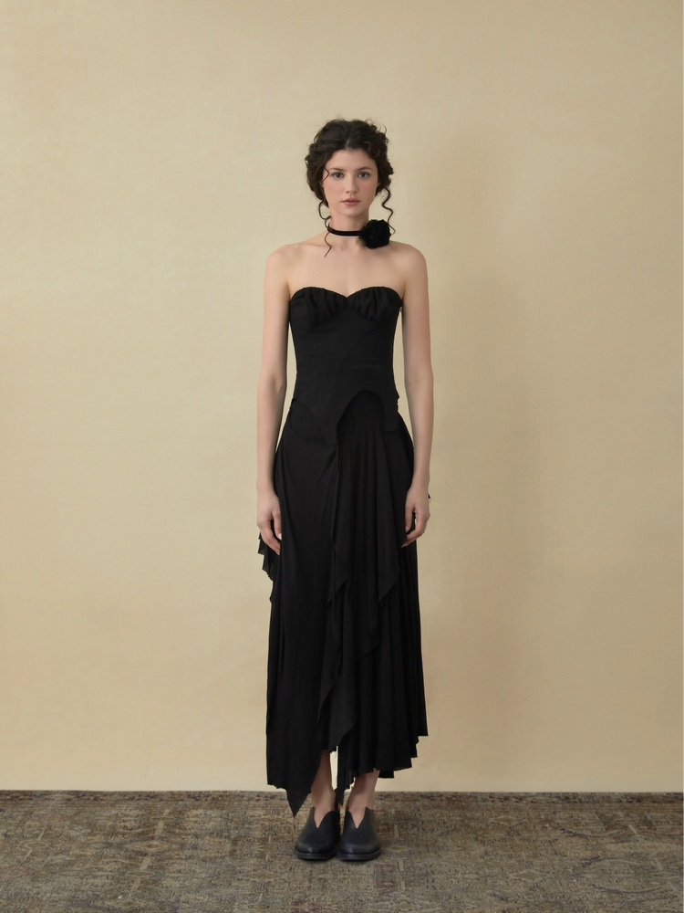 Black Drape Mid-length Montage Skirt