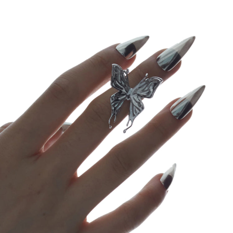 Liquefied Butterfly Knuckle Ring