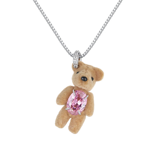 Paradise / Flocked Bear Gemstone Necklace