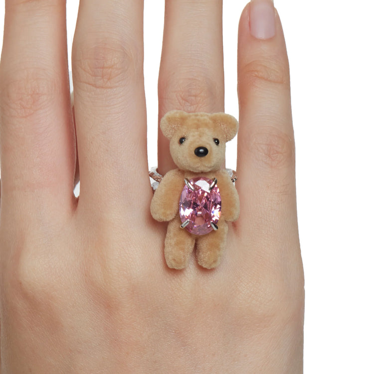 Paradise / Flocked Bear Open Ring